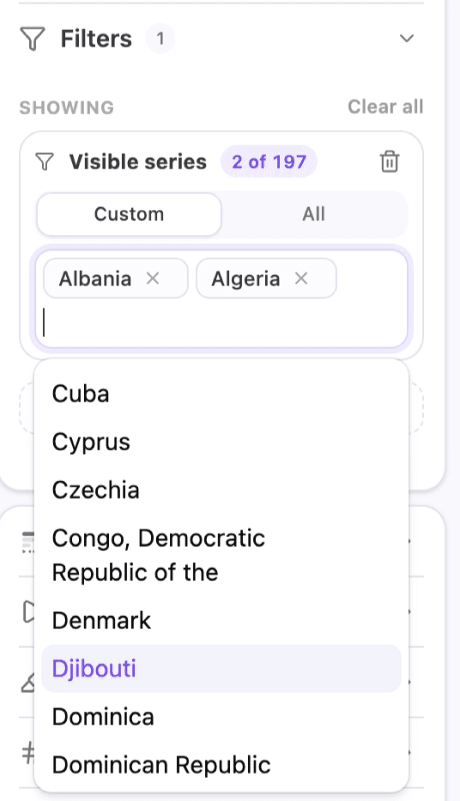 Picking specific series from the visible series dropdown