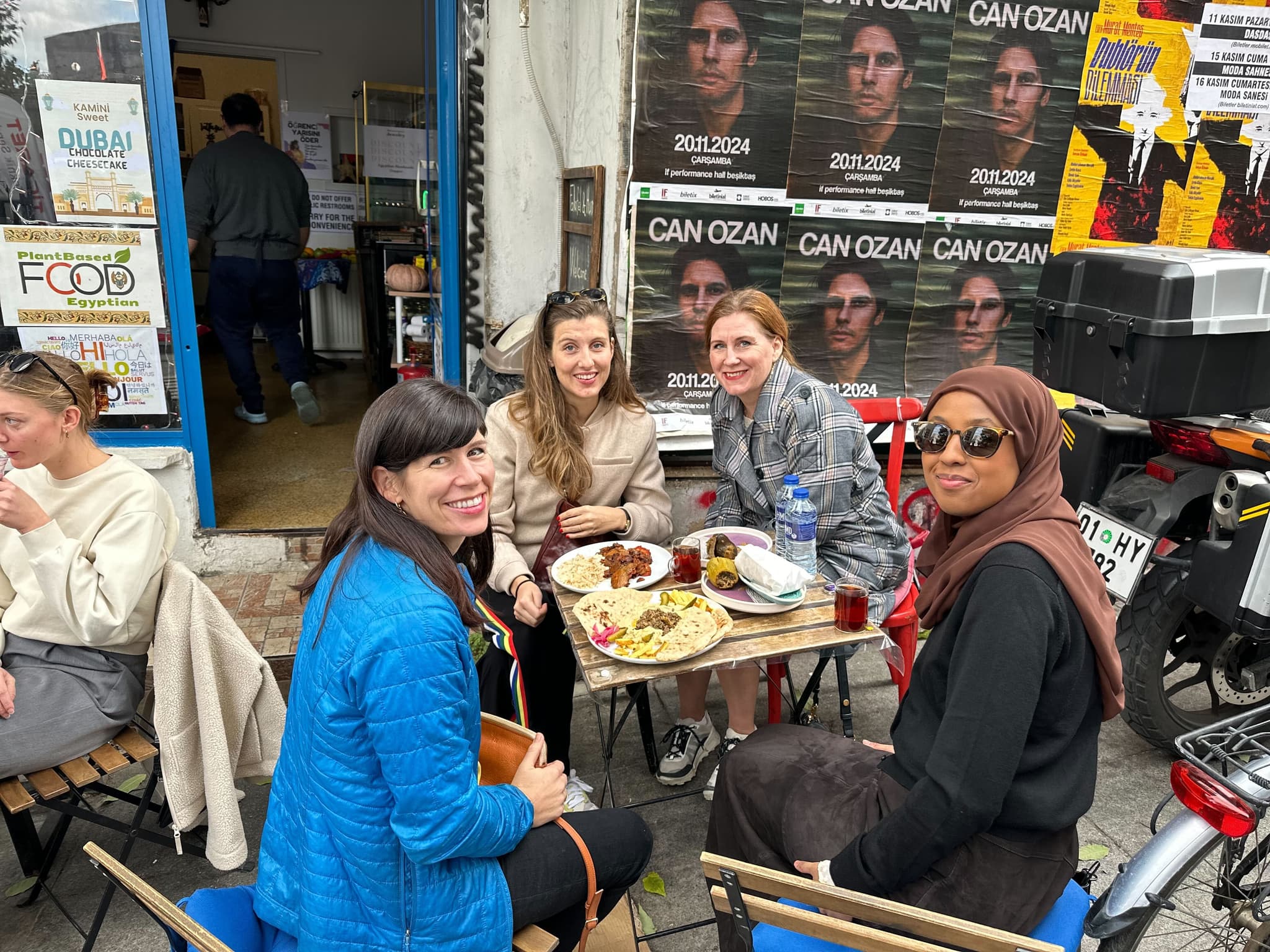 Team at an outdoor cafe